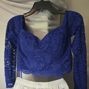 Sequin Hearts Blue Lace 2 Piece Dress